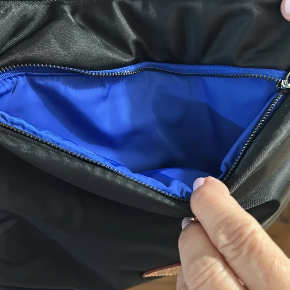 MZ Wallace Bowery Pocket Black and Cobalt Blue Crossbody Bag - Picture 10 of 16